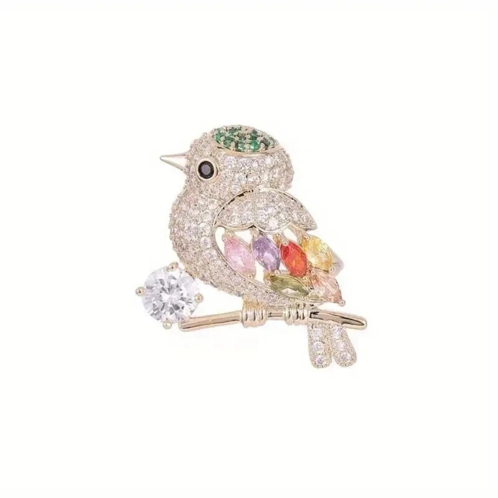 Sparkling Magpie Bird Brooch Pin-Rhinestone Crystal Jewelry for Women Dress/Coat - Picture 3 of 6